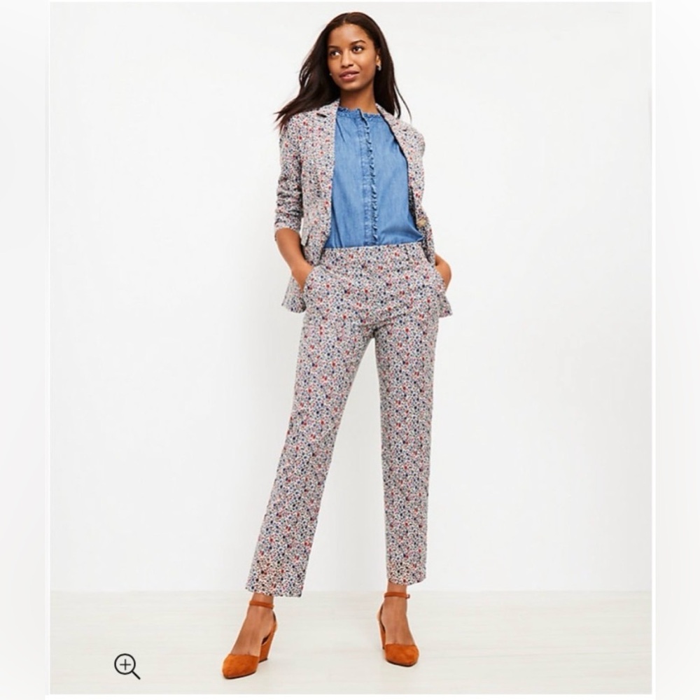 Ann Taylor Loft Riviera Slim Floral Mid Rise Print Ankle Pants 6 EUC - Picture 15 of 16